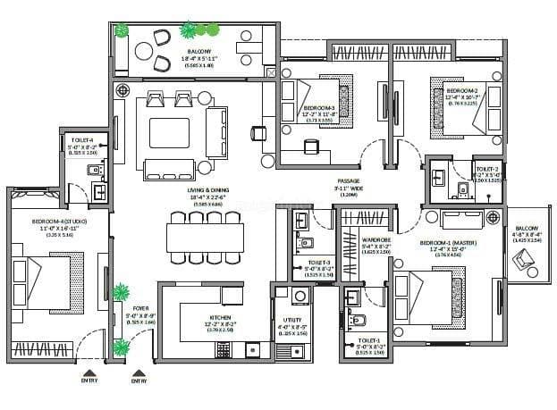 Assetz MARQ - 4 BHK Floor Plan