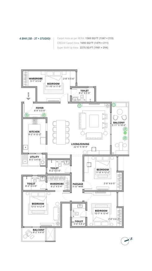 Assetz MARQ - 4 BHK Floor Plan