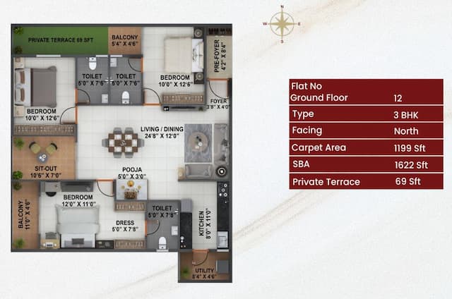 Bhavisha Raaga - 3 BHK Floor Plan