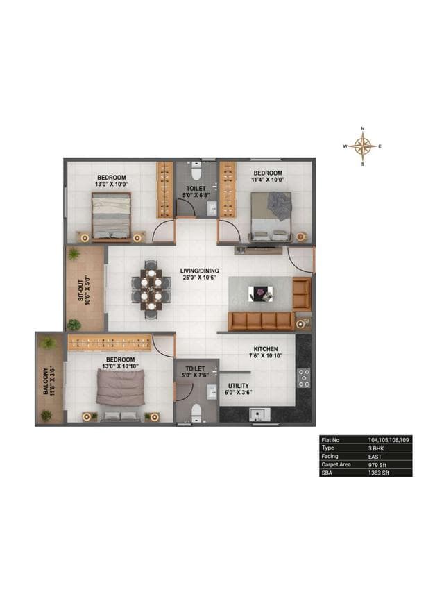 Binary Essentia - 3 BHK Floor Plan