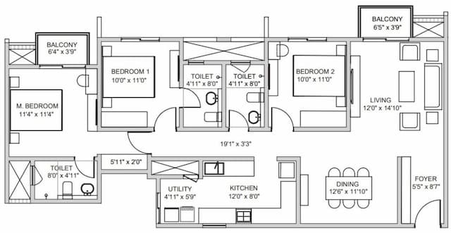 Birla Trimaya - 3 BHK Floor Plan