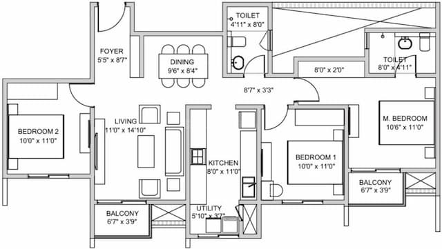 Birla Trimaya - 3 BHK Floor Plan