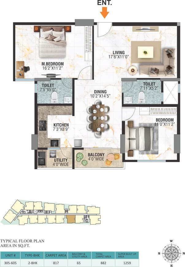 BRR North Excellency Phase 1 - 2 BHK Floor Plan