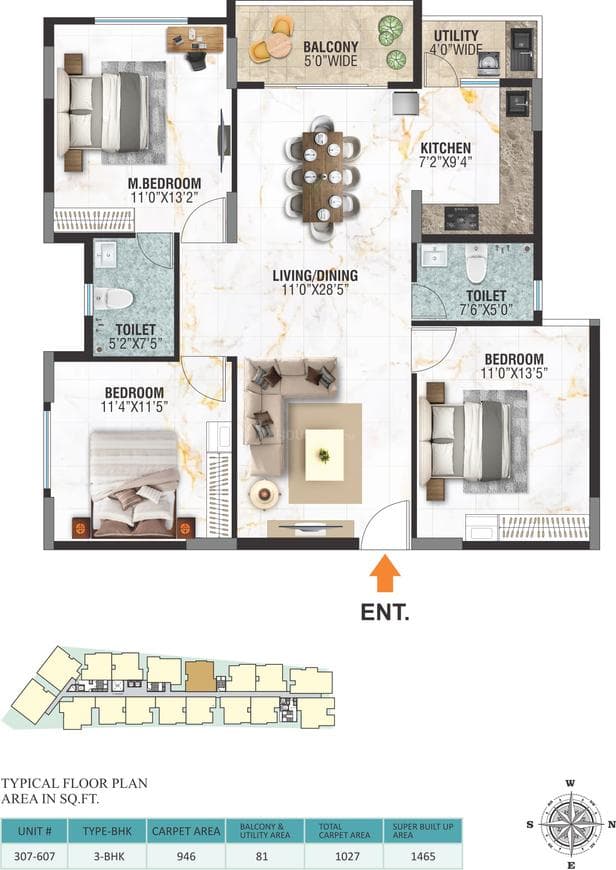 BRR North Excellency Phase 1 - 2.5 BHK Floor Plan