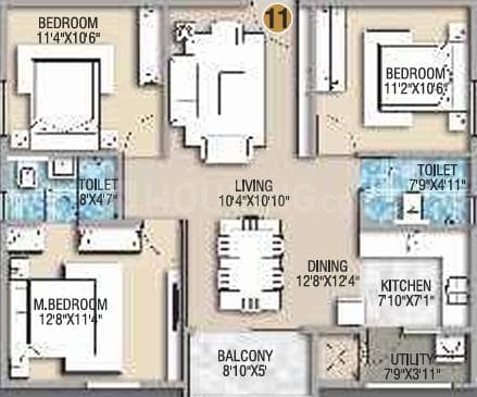Desai Empire - 2.5 BHK Floor Plan