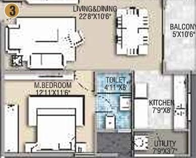 Desai Empire - 2.5 BHK Floor Plan