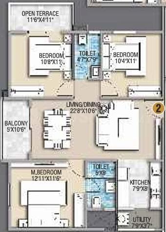 Desai Empire - 2.5 BHK Floor Plan