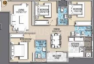Desai Empire - 3 BHK Floor Plan