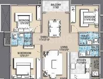 Desai Empire - 3 BHK Floor Plan