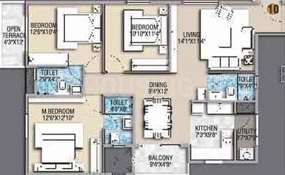 Desai Empire - 3 BHK Floor Plan