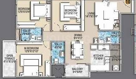 Desai Empire - 3 BHK Floor Plan