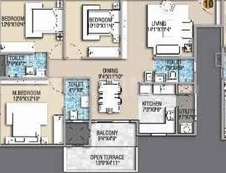 Desai Empire - 3 BHK Floor Plan