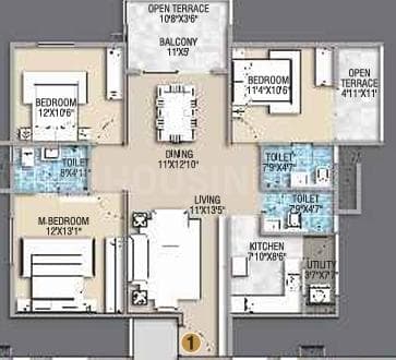 Desai Empire - 3 BHK Floor Plan