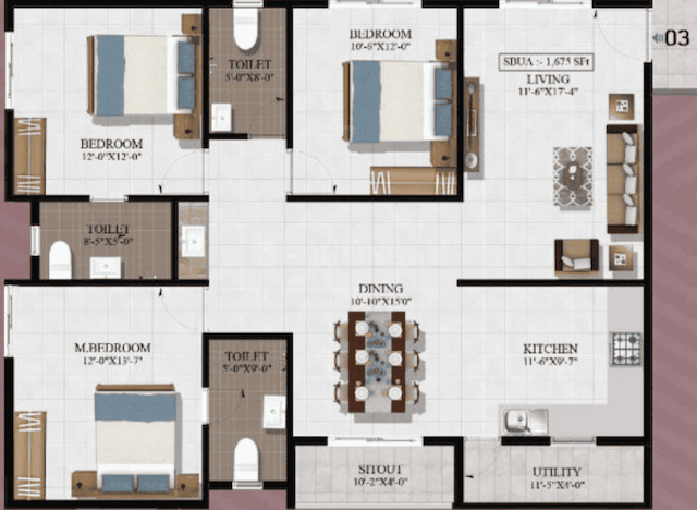 EKAA by Summit - 3 BHK Floor Plan