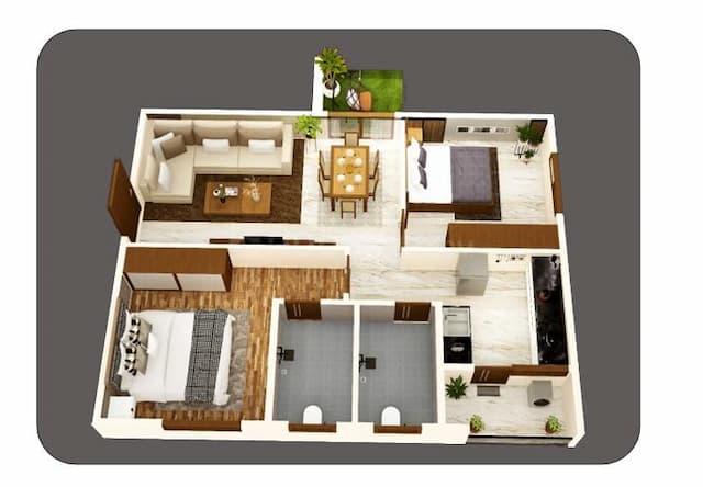 Elegant Tranquility - 2 BHK Floor Plan