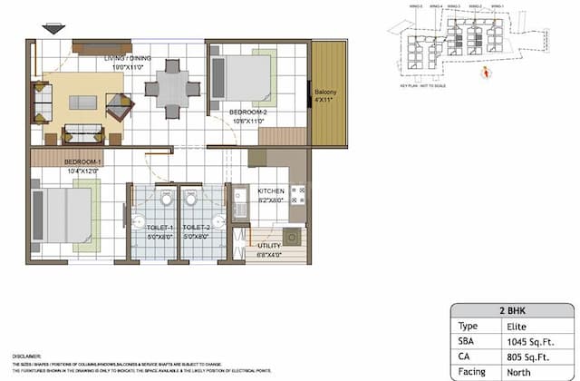 Elegant Tranquility - 2 BHK Floor Plan
