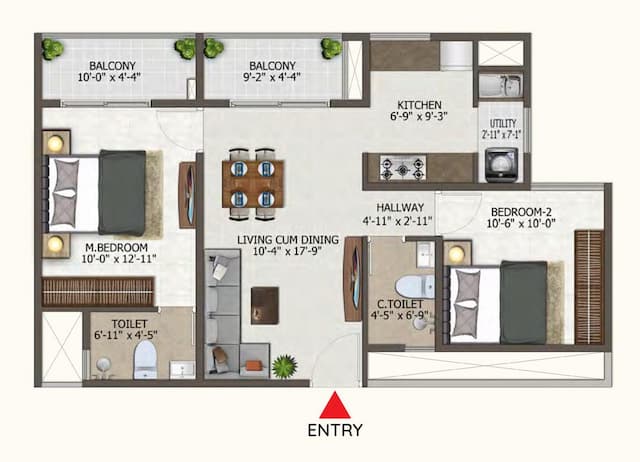 Euphoria In The East - 2 BHK Floor Plan
