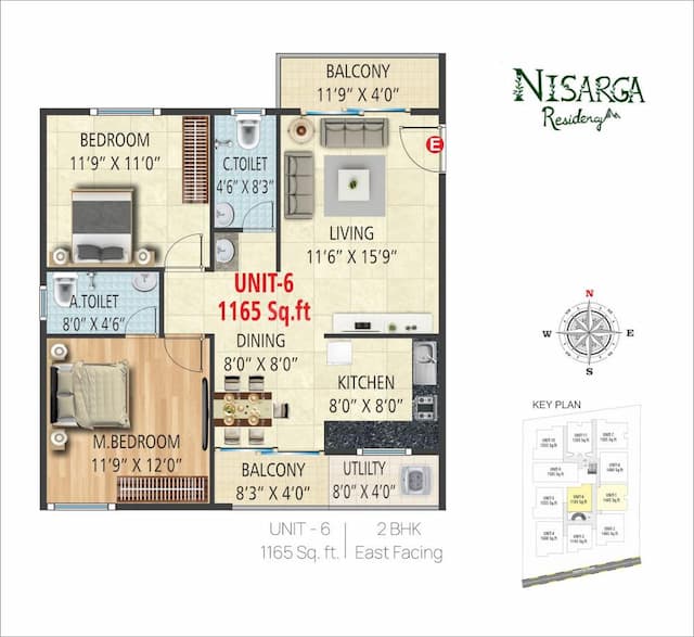 G R Nisarga Residency - 2 BHK Floor Plan