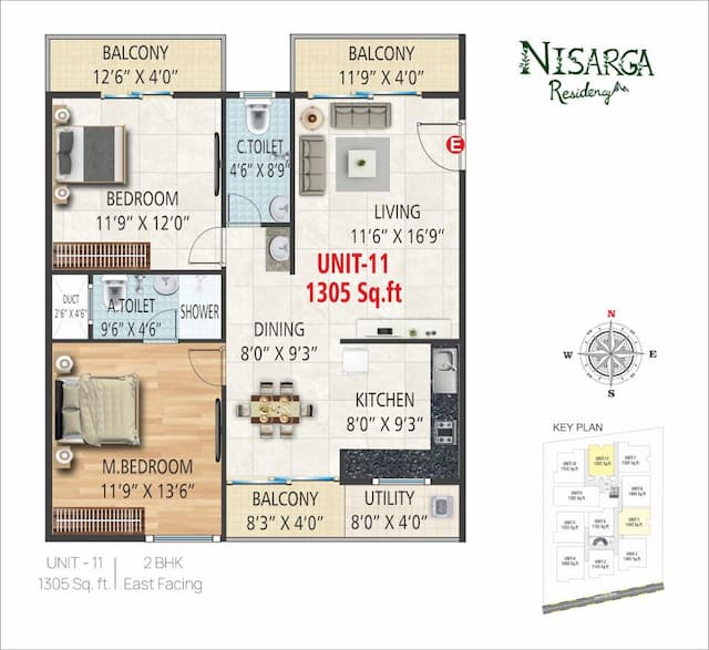 G R Nisarga Residency - 2 BHK Floor Plan