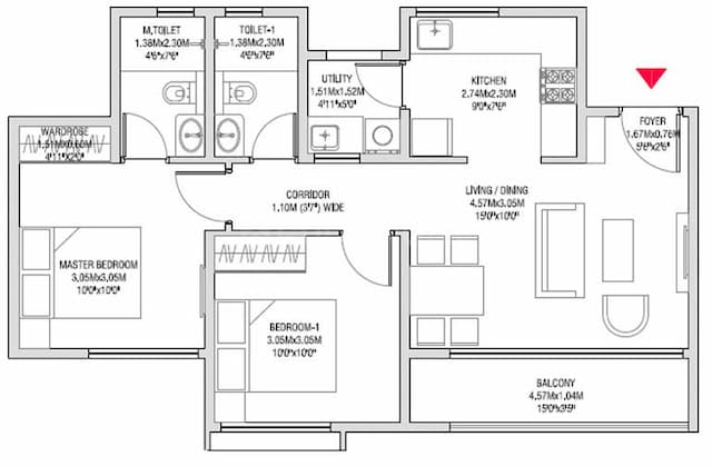 Godrej Splendour - 2 BHK Floor Plan