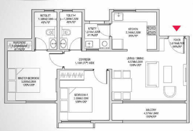 Godrej Splendour - 3 BHK Floor Plan