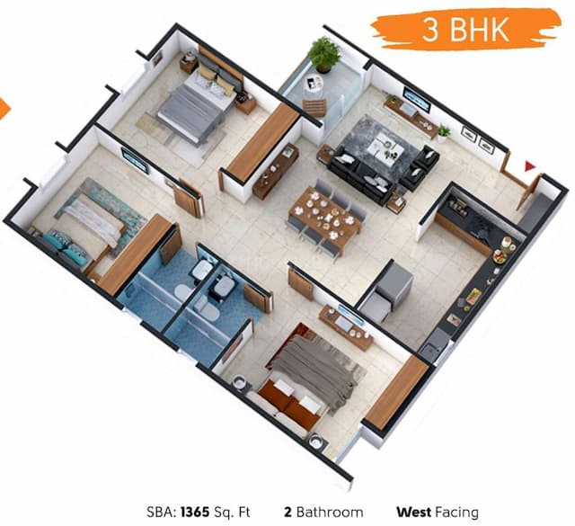 GR Samskruthi - 3 BHK Floor Plan