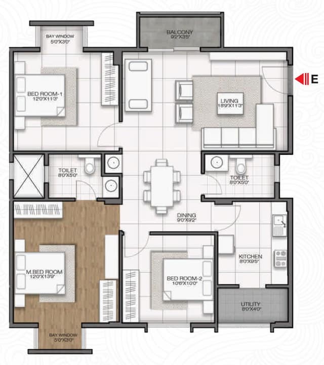 GR Sitara - 3 BHK Floor Plan