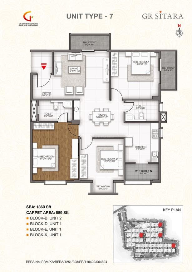 GR Sitara - 3 BHK Floor Plan