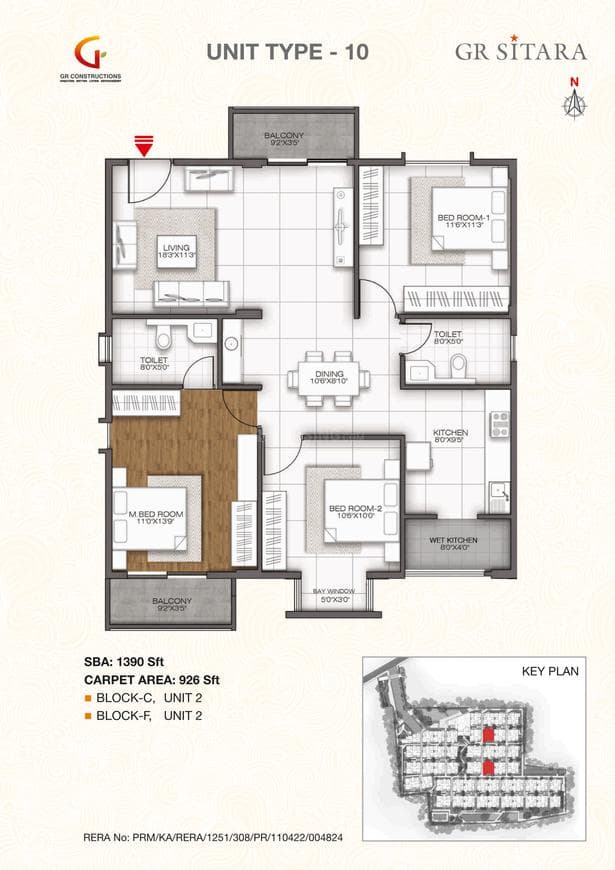 GR Sitara - 3 BHK Floor Plan