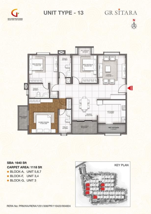 GR Sitara - 3 BHK Floor Plan