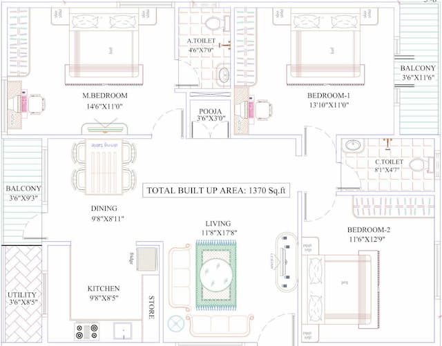 Grandhis NR Serenity - 3 BHK Floor Plan