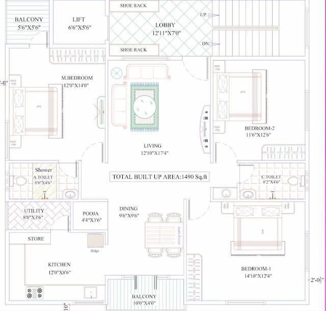 Grandhis NR Serenity - 3 BHK Floor Plan