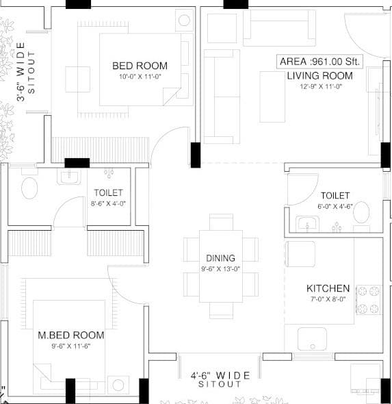 Habulus Marvella - 2 BHK Floor Plan