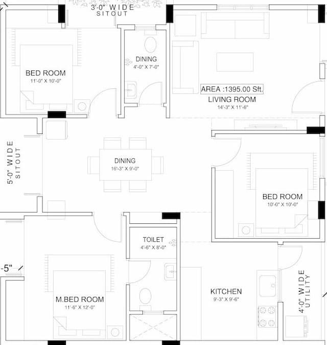 Habulus Marvella - 3 BHK Floor Plan