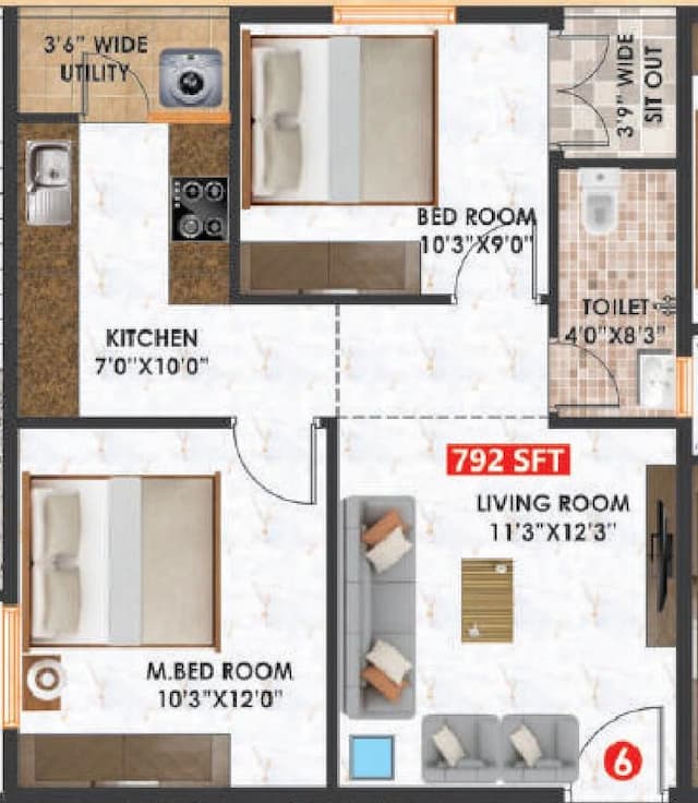 Habulus Meadows - 2 BHK Floor Plan