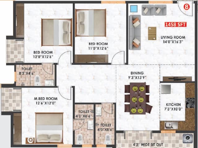Habulus Meadows - 3 BHK Floor Plan