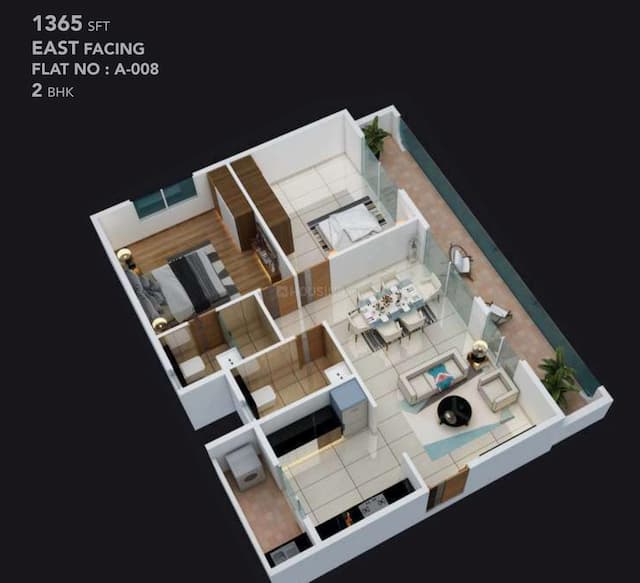 Infinity Green Woods - 3 BHK Floor Plan