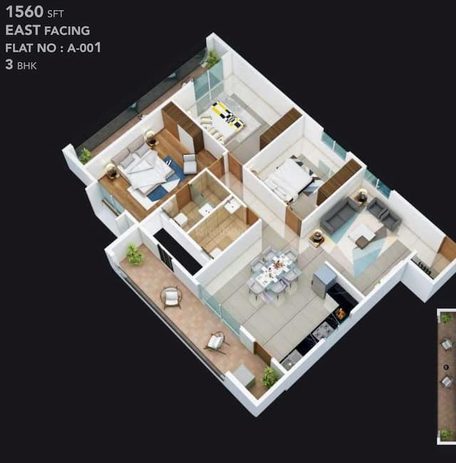 Infinity Green Woods - 3 BHK Floor Plan