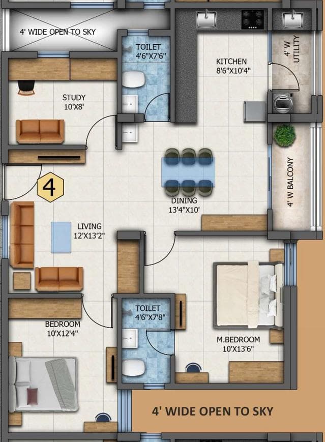 J V Paradise - 2.5 BHK Floor Plan