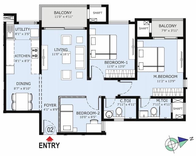 L And T Olivia At Raintree Boulevard - 3 BHK Floor Plan