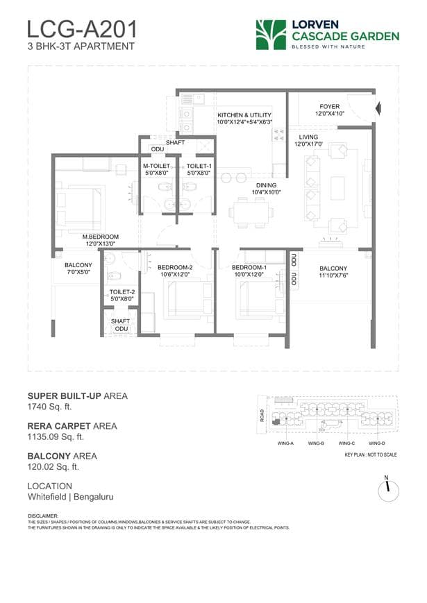 Lorven Cascade Garden - 3 BHK Floor Plan