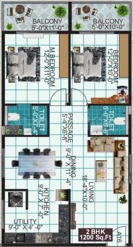LVS Paradise - 2 BHK Floor Plan