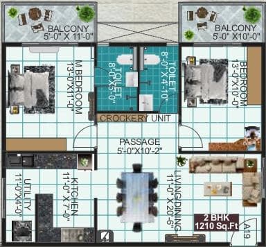 LVS Paradise - 2 BHK Floor Plan