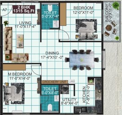 LVS Paradise - 2 BHK Floor Plan