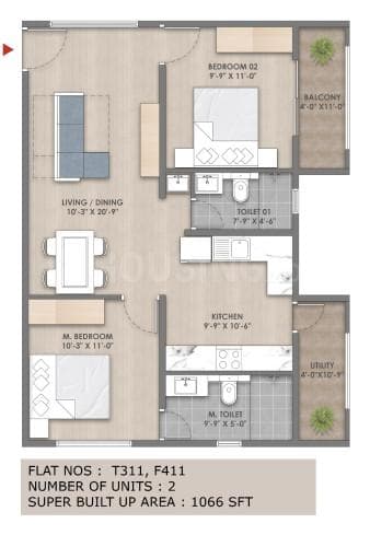Ma Sarada Upavan Phase II - 2 BHK Floor Plan