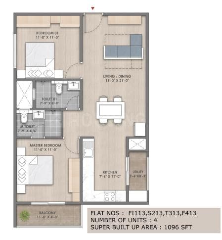 Ma Sarada Upavan Phase II - 2 BHK Floor Plan