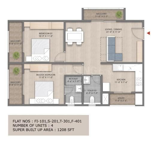 Ma Sarada Upavan Phase II - 2 BHK Floor Plan