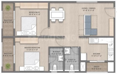 Ma Sarada Upavan Phase II - 3 BHK Floor Plan