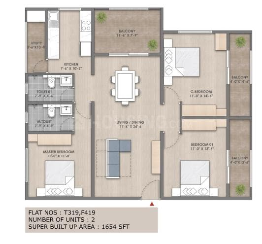 Ma Sarada Upavan Phase II - 3 BHK Floor Plan