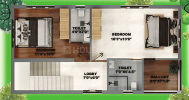 Oblong Breeze - 2 BHK Floor Plan